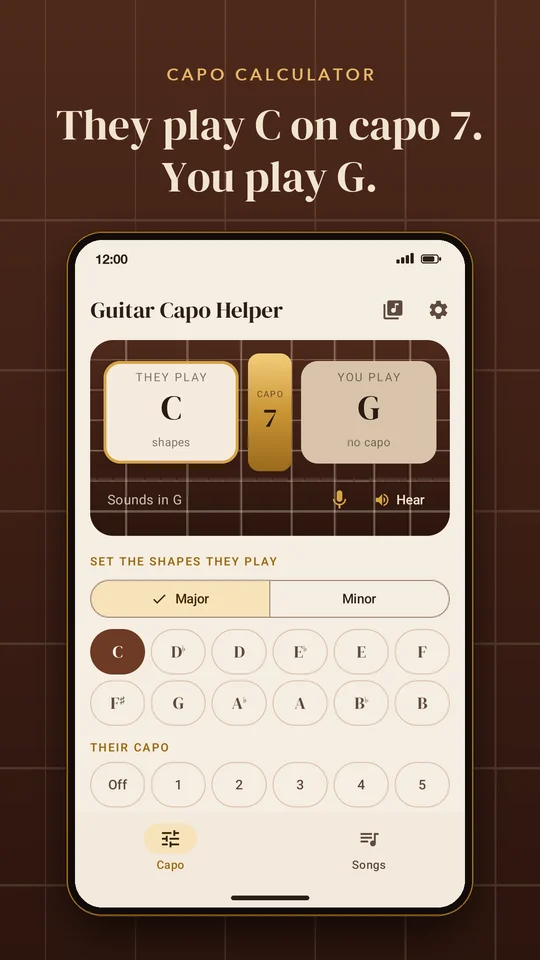 They play C with capo 7, you play G