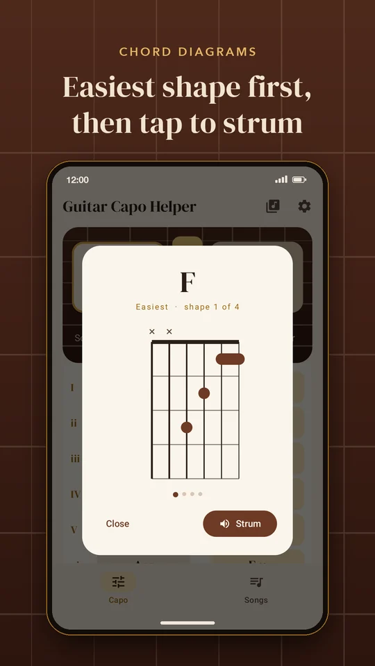 Easiest shape first, with a strum